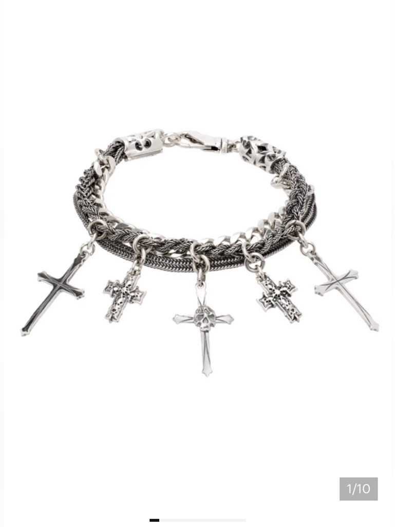 Emanuele Bicocchi Silver Cross Charm Bracelet